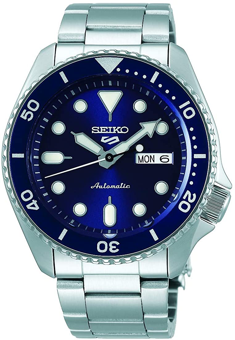 Gwylio Strap Arian Deial Glas Awtomatig i Ddynion Seiko 5 SRPD51K1 **Wedi'i Adnewyddu**