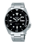 Seiko 5 Men's Automatic Watch with Black Dial and Stainless Steel Strap SRPD55K1