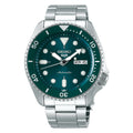 Gwylio Awtomatig Dynion Seiko 5 gyda Deial Gwyrdd a Strap Dur Di-staen SRPD61K1