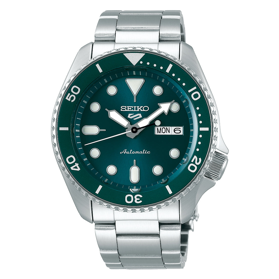 Seiko 5 Men's Automatic Watch with Green Dial and Stainless Steel Strap SRPD61K1