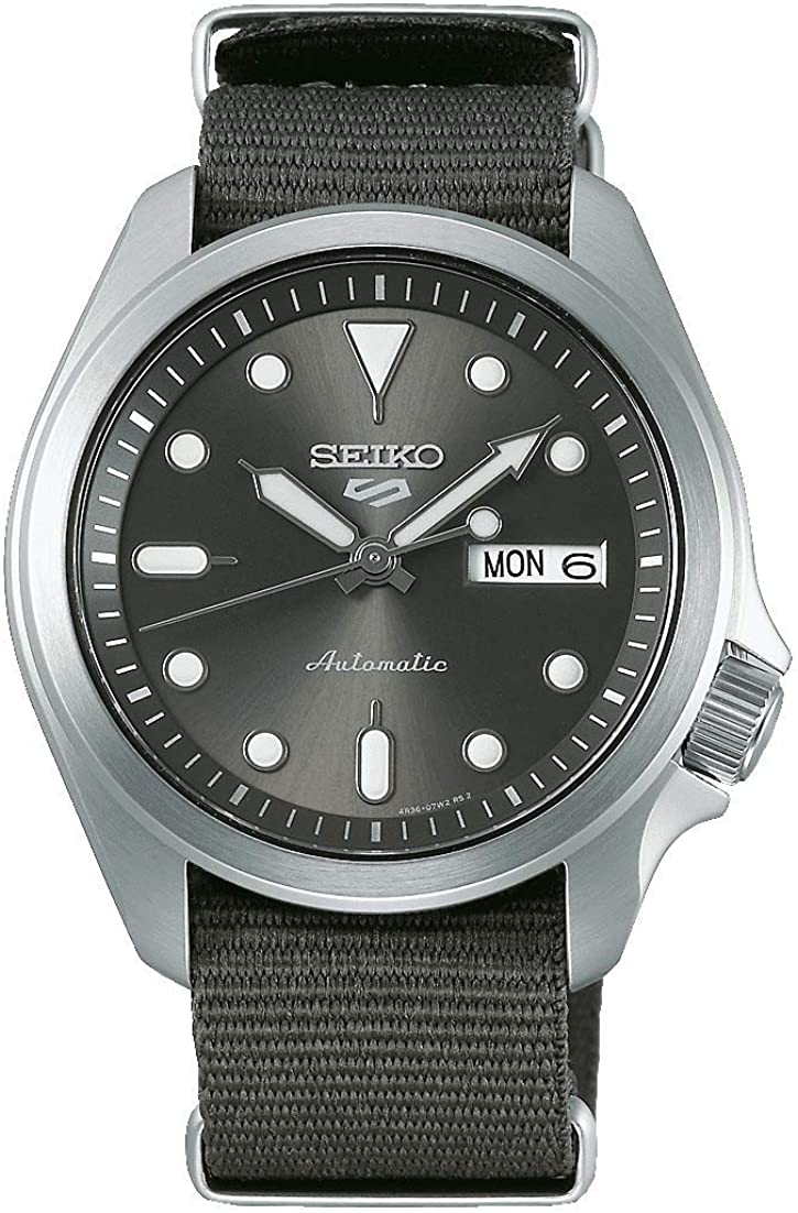 Seiko 5 Sports Automatic Mens Watch with Sunray Gray Dial and Gray Nylon Watch SRPE61K1