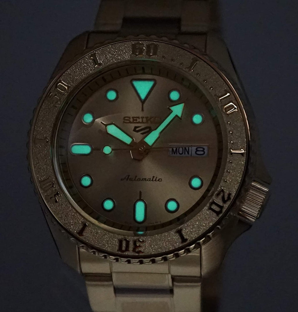 Seiko 5 Sports Mens Automatic Watch with Gold Bracelet SRPE74K1