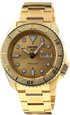 Seiko 5 Sports Mens Automatic Watch with Gold Bracelet SRPE74K1