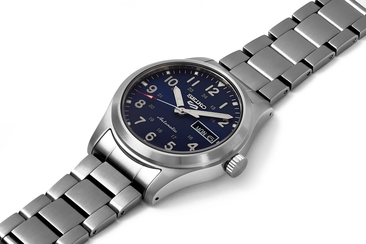 Seiko 5 Sports Gents Automatic Watch with Blue Dial and Stainless Steel Bracelet SRPG29K1