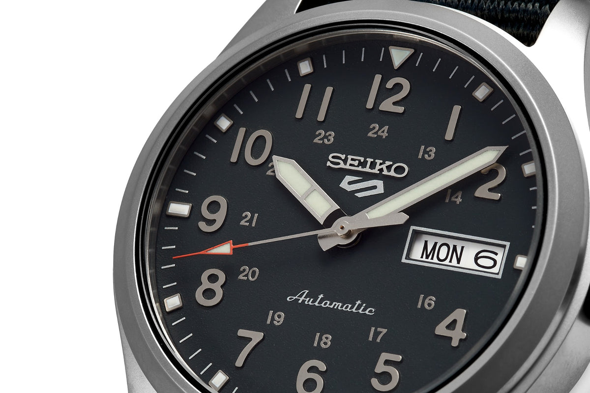 Seiko 5 Sports Gents Automatic Watch with Grey Dial and Grey Nylon Strap SRPG31K1