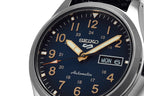 Seiko 5 Sports Gents Automatic Watch with Blue Dial and Black Leather Strap SRPG39K1