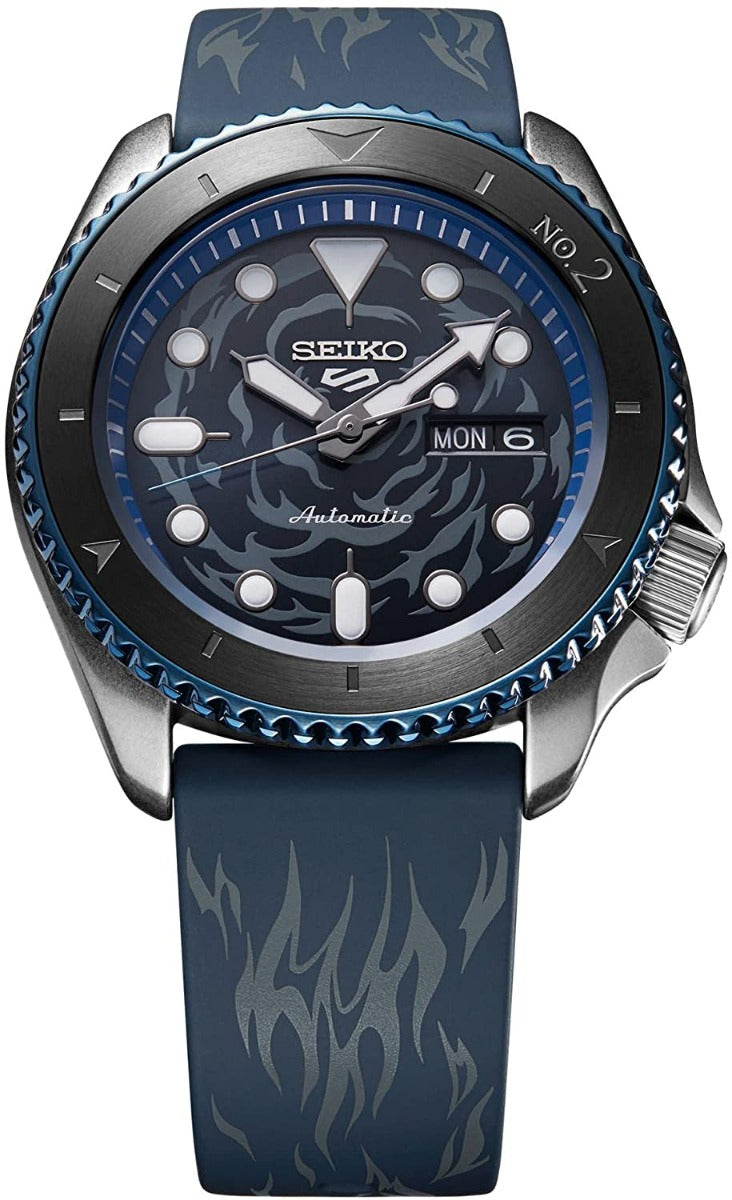 Seiko 5 Sports One Piece ‘Sabo’ Automatic Watch with Blue Dial and Blue Silicone Strap SRPH71K1