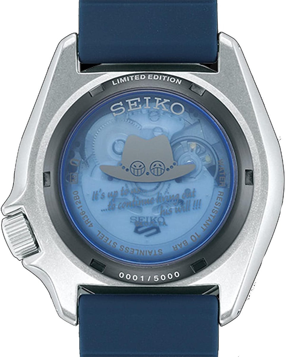 Seiko 5 Sports One Piece ‘Sabo’ Automatic Watch with Blue Dial and Blue Silicone Strap SRPH71K1
