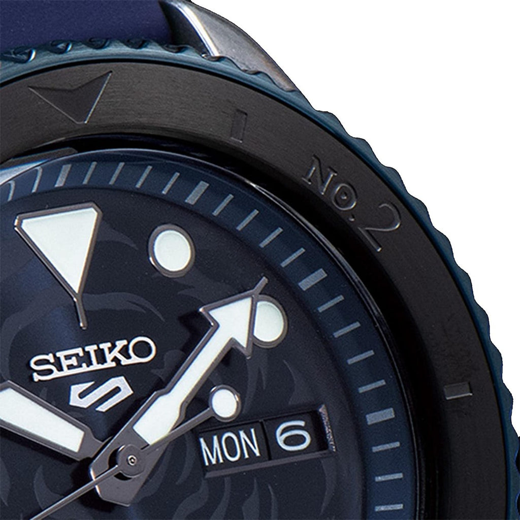 Seiko 5 Sports One Piece ‘Sabo’ Automatic Watch with Blue Dial and Blue Silicone Strap SRPH71K1
