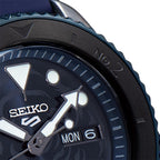 Seiko 5 Sports One Piece ‘Sabo’ Automatic Watch with Blue Dial and Blue Silicone Strap SRPH71K1