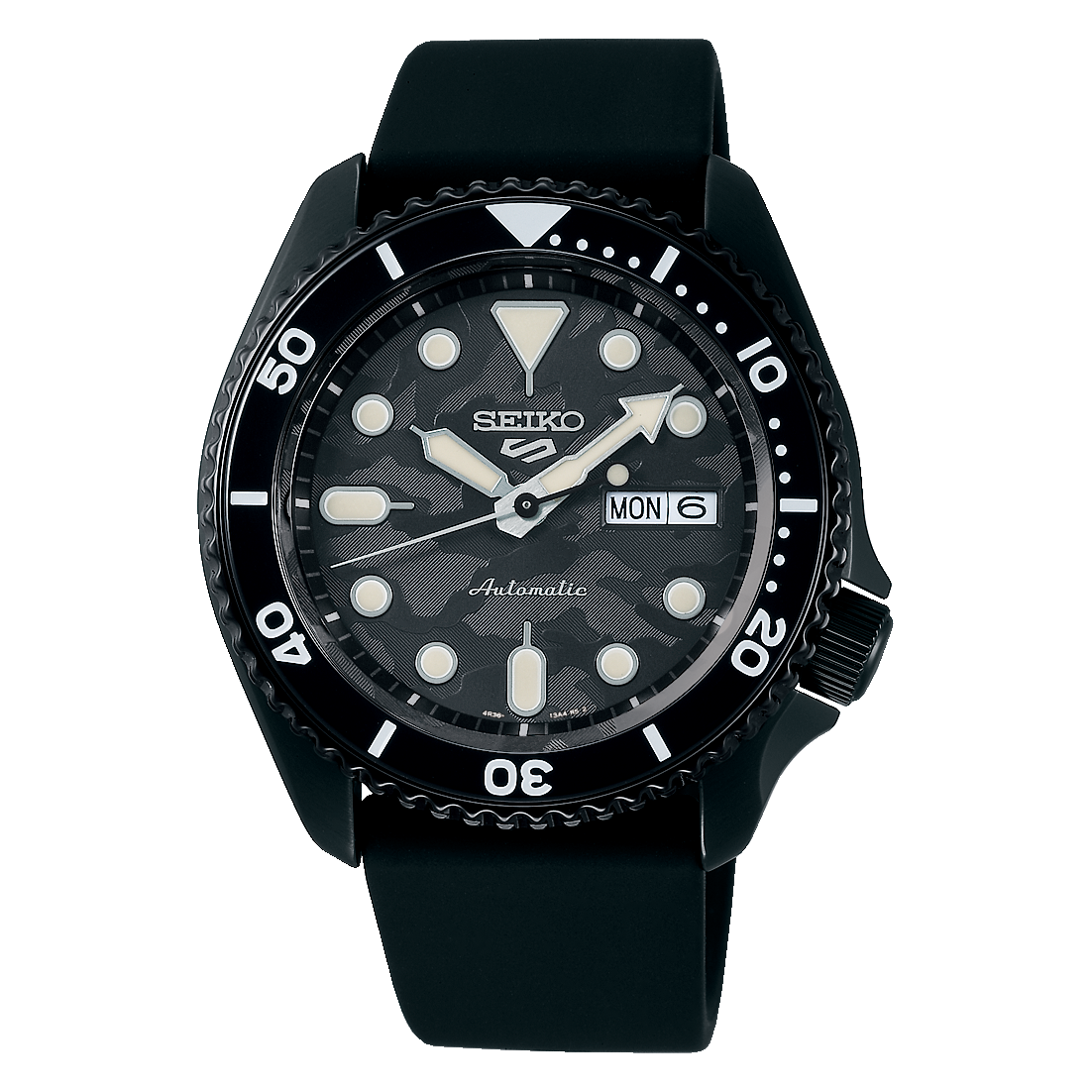 Seiko 5 Sports x Yuto Horigome SKX Limited Edition with Camouflage Dial and Black Rubber Strap SRPJ39K1