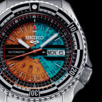 Seiko 5 Sports Kosuke Kawamura Limited Edition Mens Watch with Orange/Blue Dial and Stainless Steel Bracelet SRPJ41K1