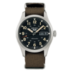 Seiko 5 Green zone Midfield Men's Automatic Watch with Black Dial and Green Nylon Strap SRPJ85K1