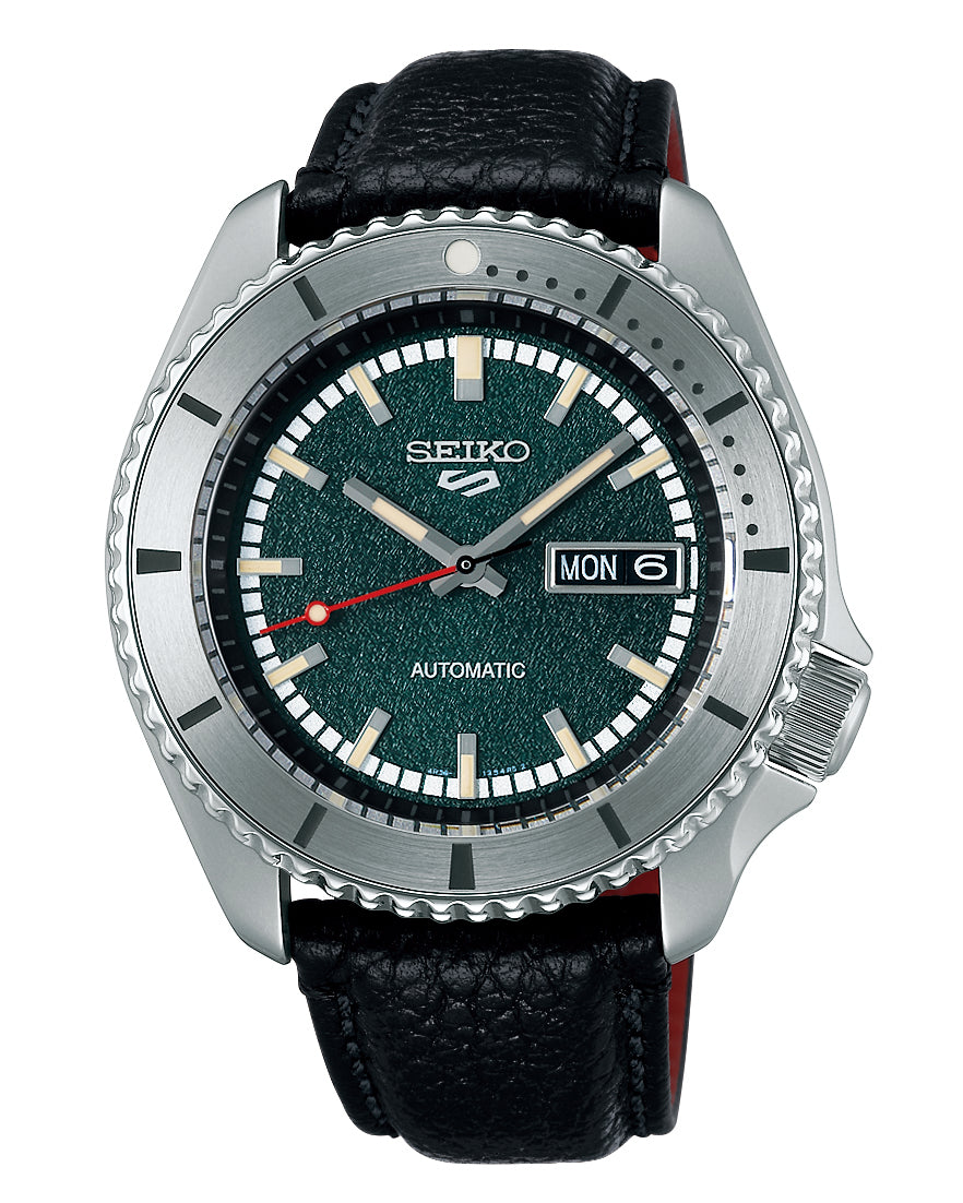 Gwylio Seiko 5 Sports Masked Rider Argraffiad Cyfyngedig Deial Awtomatig Gwyrdd SRPJ91K1