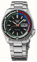 Gwylio Deial Du Awtomatig Lliw Retro Argraffiad Arbennig Seiko 5 Sports Amserydd Regata Newydd SRPK13K1