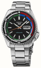 Gwylio Deial Du Awtomatig Lliw Retro Argraffiad Arbennig Seiko 5 Sports Amserydd Regata Newydd SRPK13K1