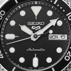 Seiko 5 Sports SKX ‘Midi’ Automatic Watch with Black Dial and Silver Bracelet SRPK29K1