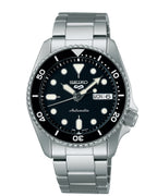 Seiko 5 Sports SKX ‘Midi’ Automatic Watch with Black Dial and Silver Bracelet SRPK29K1