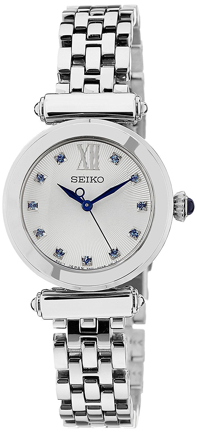 SRZ399P1 Seiko Women's Quartz Analogue Watch-White Face-Grey Steel Bracelet
