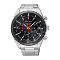 Seiko Men's Chronograph Quartz Watch with Black Dial and Silver Stainless Steel Strap SSB089P1