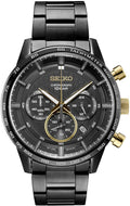 Seiko Men's Chronograph Watch with Black Dial and Stainless Steel Strap SSB363P1