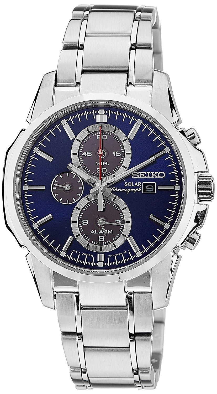 Seiko Solar Sports Chrono Blue Face Steel Bracelet SSC085P1