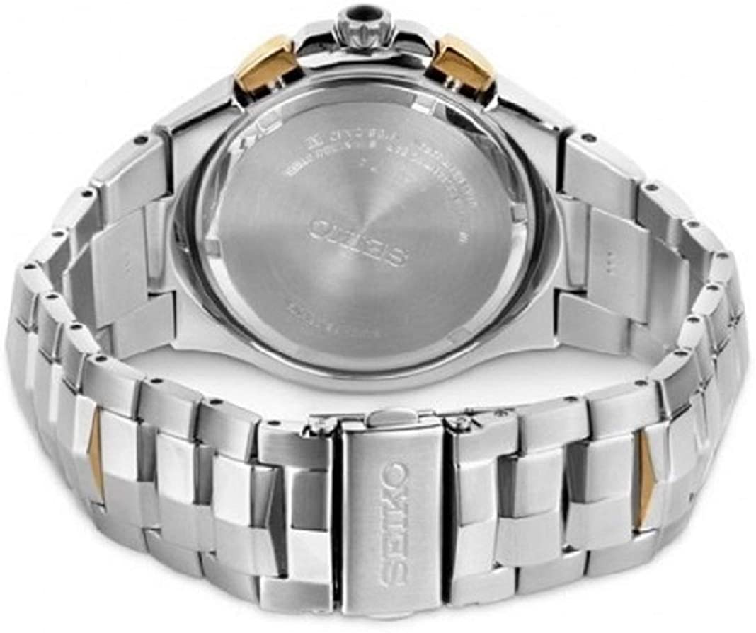 Seiko Mens Coutura Perpetual Solar Watch With Grey Dial and Silver & Gold Bracelet SSC376P9