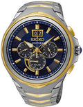 Gwylio Solar Coutura i Ddynion Seiko gyda Deial Glas a Breichled Dur Di-staen Deu-liw SSC642P1
