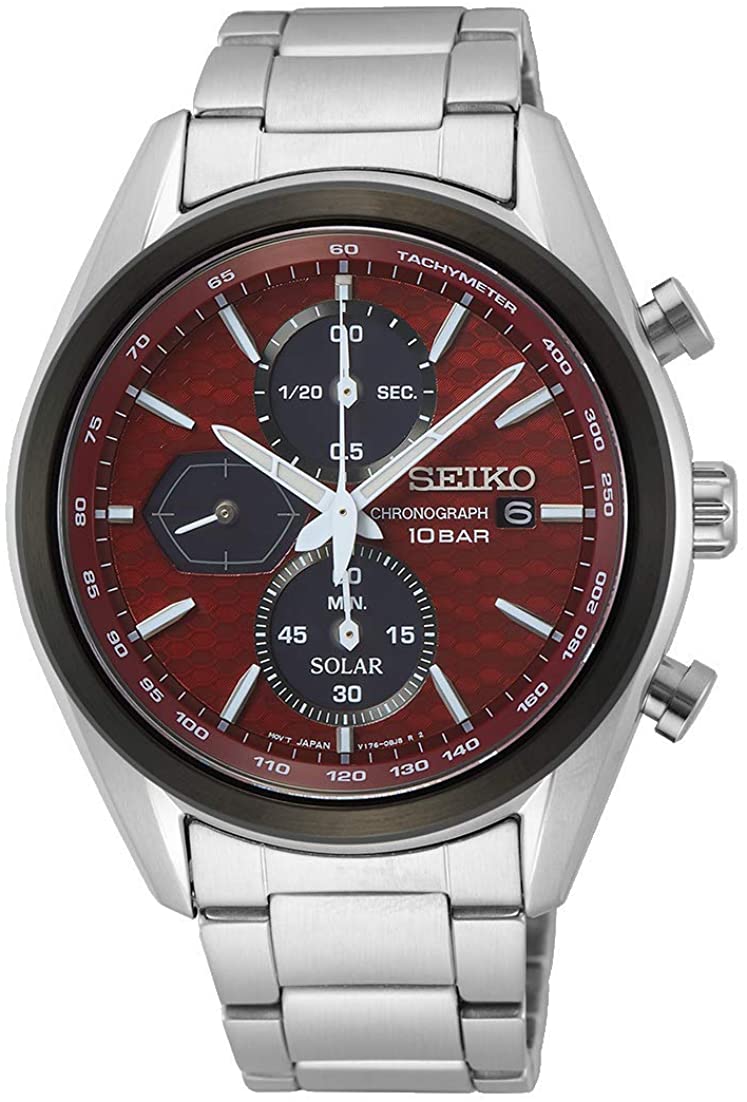 Gwyliad Chronograff Pŵer Solar i Ddynion Seiko gyda Breichled Dur Di-staen SSC771P1