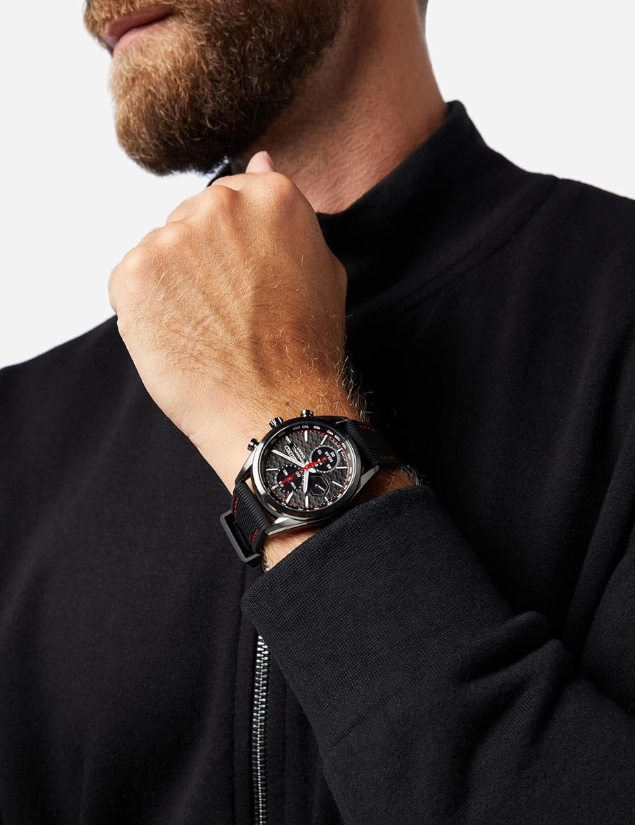Seiko Mens Solar Chronograph Watch with Black Dial and Black Silicone Strap SSC777P1