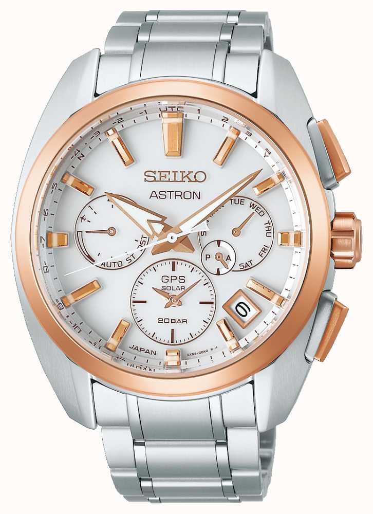 Seiko Astron GPS Solar Men’s Watch with White Dial & Silver Bracelet SSH104J1