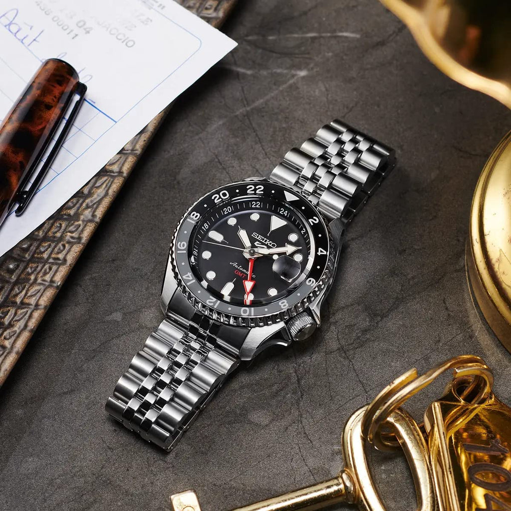 Gwylio Dynion Seiko 5 Sports Black Grape GMT SKX Ail-ddelweddiad SSK001K1