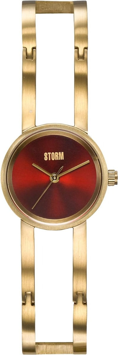 Storm Omie Ladies Watch with Red Dial and Gold Bracelet 47469/GD/R
