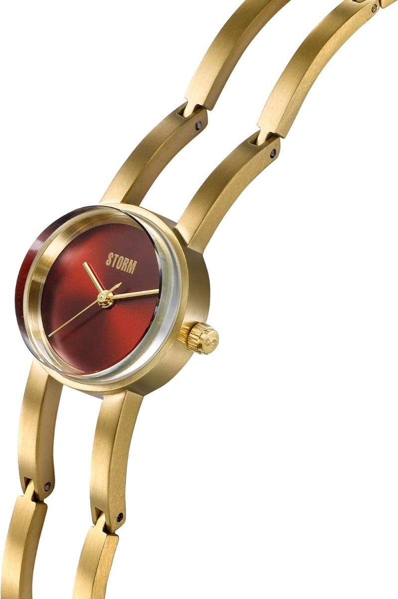Storm Omie Ladies Watch with Red Dial and Gold Bracelet 47469/GD/R