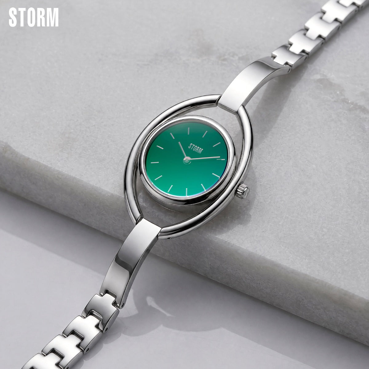 Storm Orlena Lazer Green Ladies Watch with Green Dial and Silver Bracelet 47563/GN
