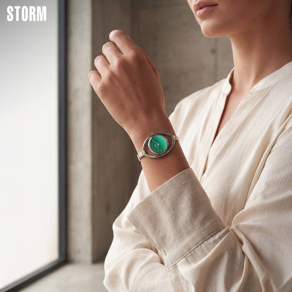 Storm Orlena Lazer Green Ladies Watch with Green Dial and Silver Bracelet 47563/GN