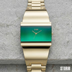 Storm Starletti Gold Lazer Green Ladies Watch gyda Deial Gwyrdd a Breichled Aur 47313/GD/GN