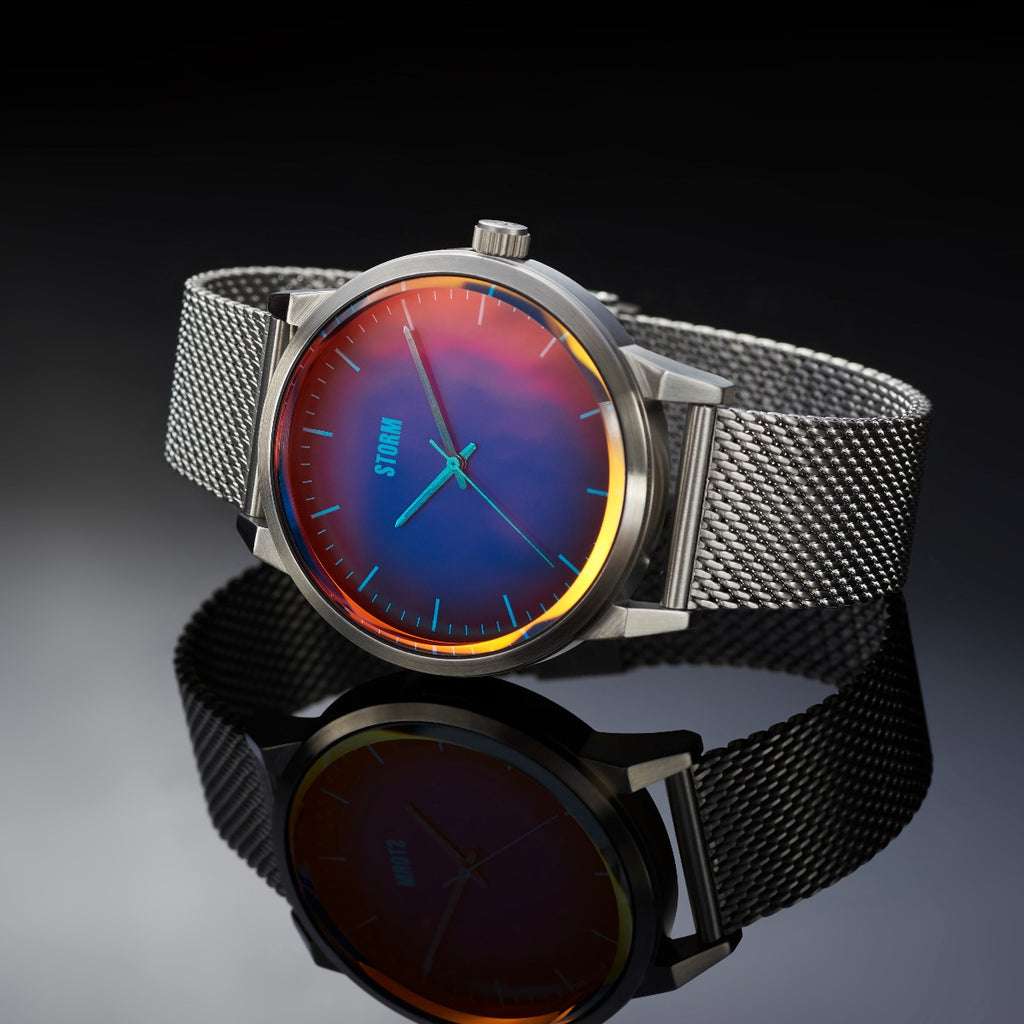 Mens STORM Styro Lazer Blue Watch with Blue Dial and Silver Milanese Strap 47487/LB
