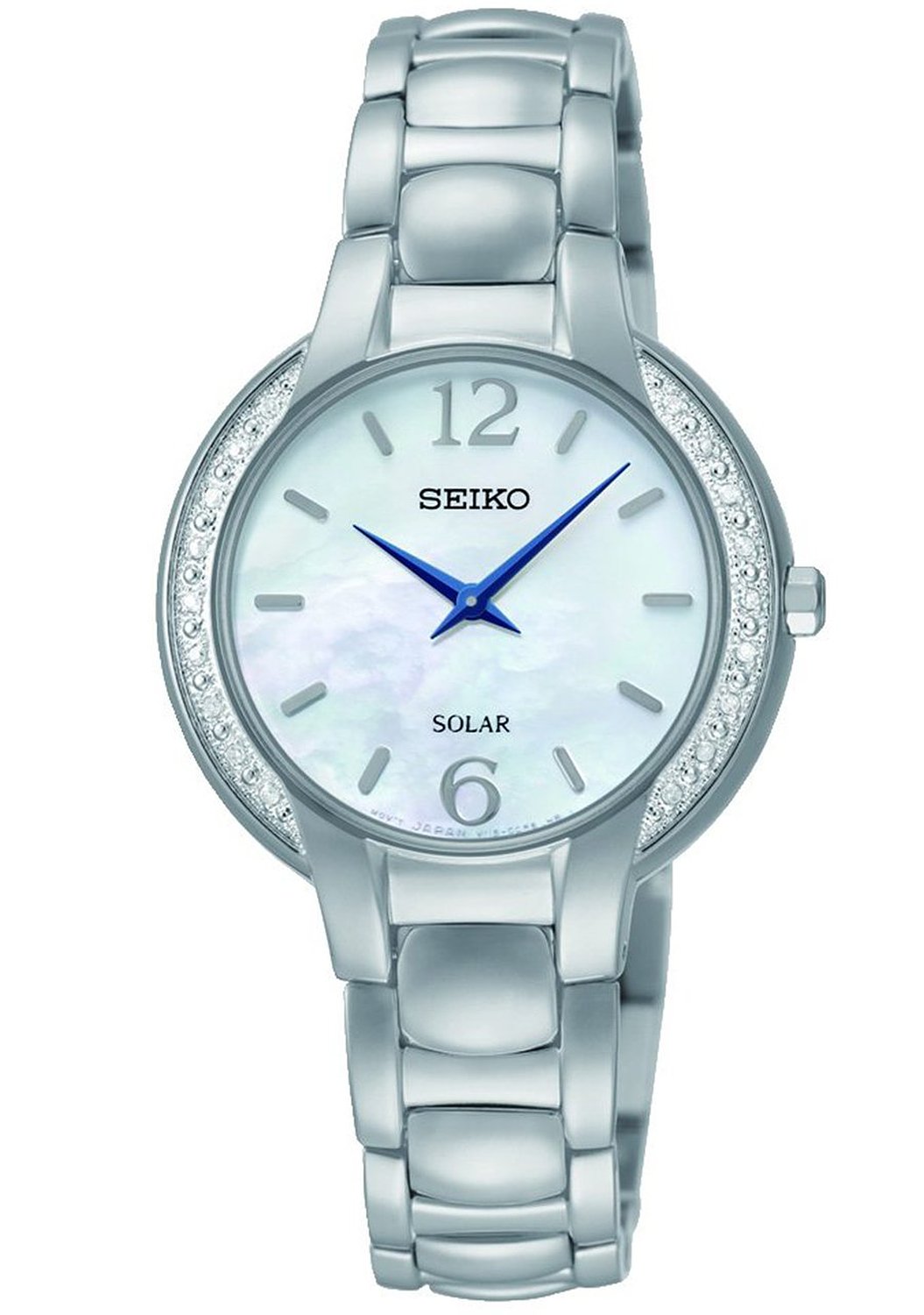 Seiko Solar Ladies Silver Stainless Steel MOP Dial Watch SUP253P9