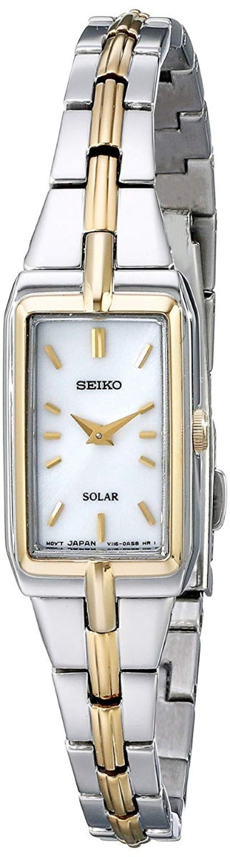 Seiko Ladies Solar Watch SUP272P9 with White Dial and Two Tone Bracelet