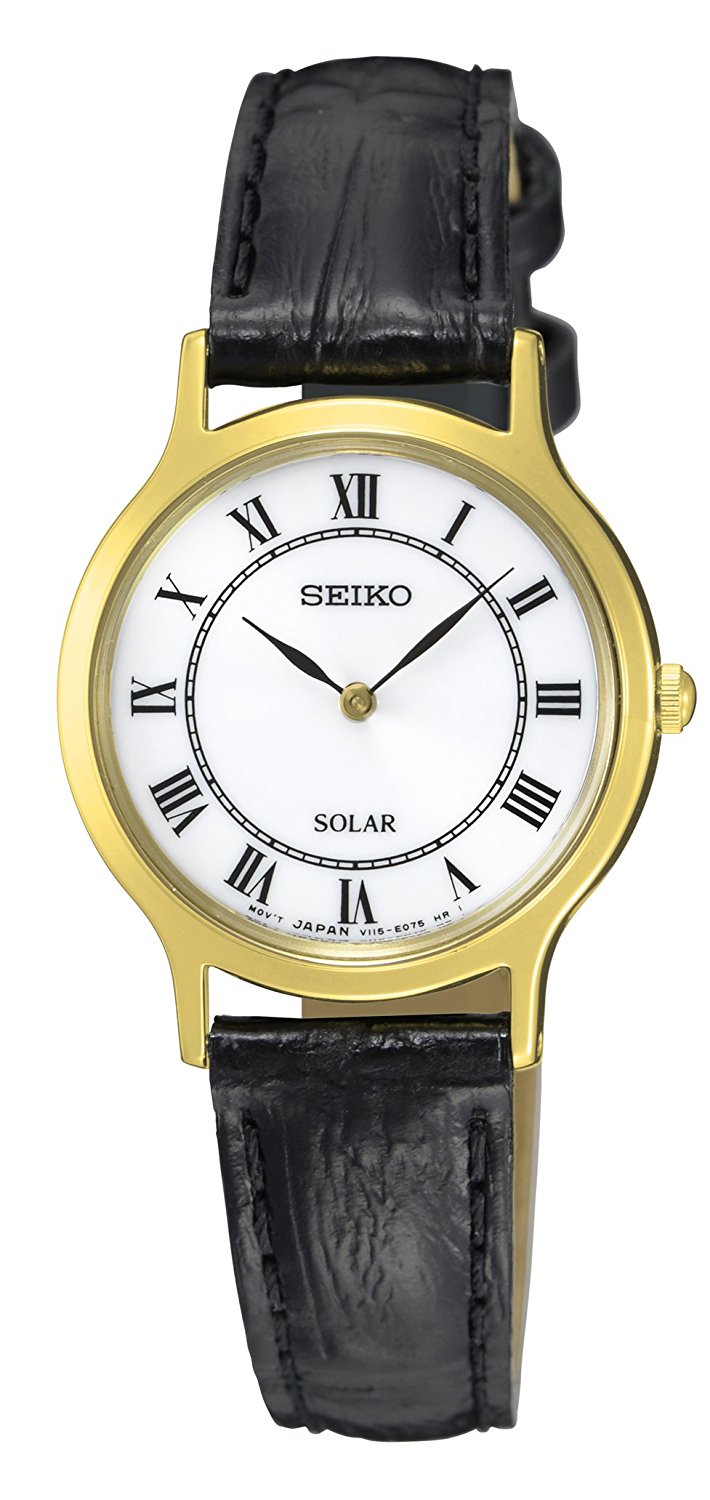 Seiko Women's Quartz Watch with Black Dial Analogue Display Quartz Leather SUP304P1