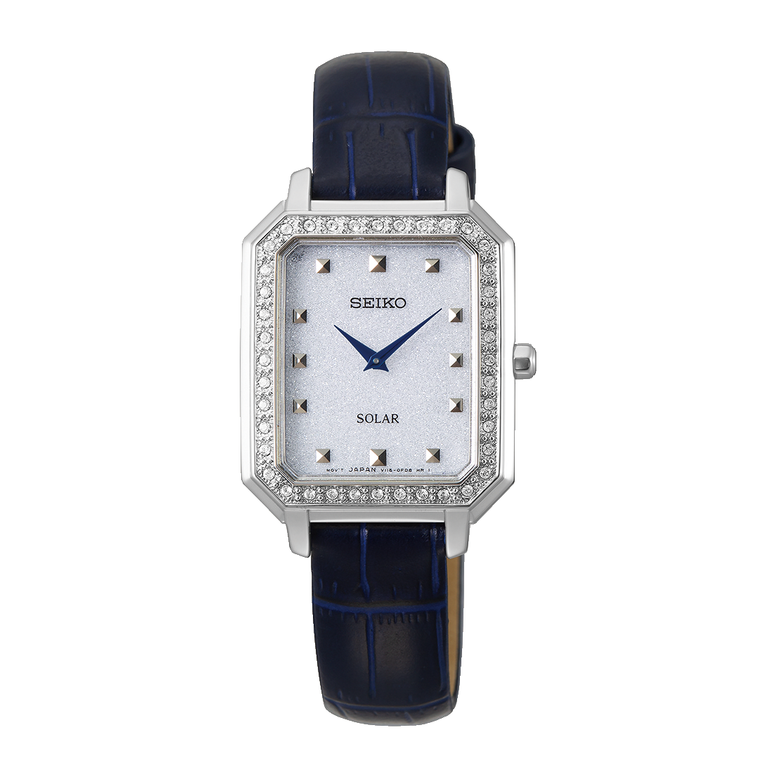 Gwylio Solar i Fenywod Seiko gyda Strap Lledr Glas SUP429P1