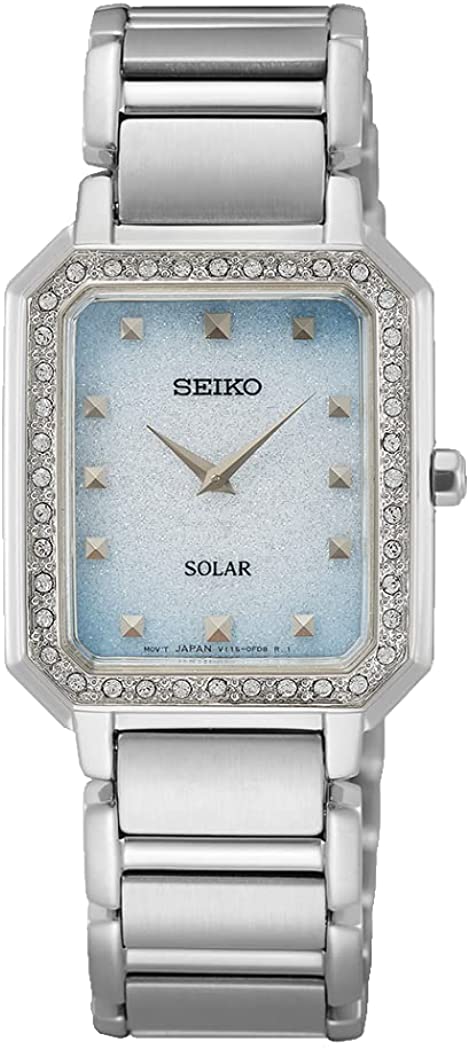 Seiko Ladies Solar Watch with Blue Dial and Silver Stainless Steel Strap SUP443P1