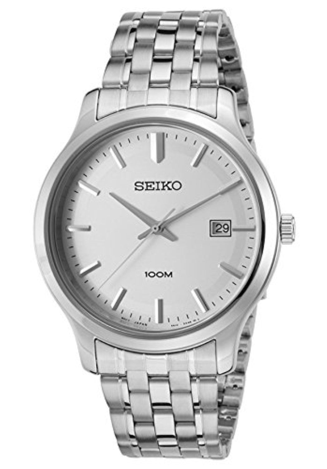 Seiko Mens Silver Stainless Steel Date Watch SUR141P1