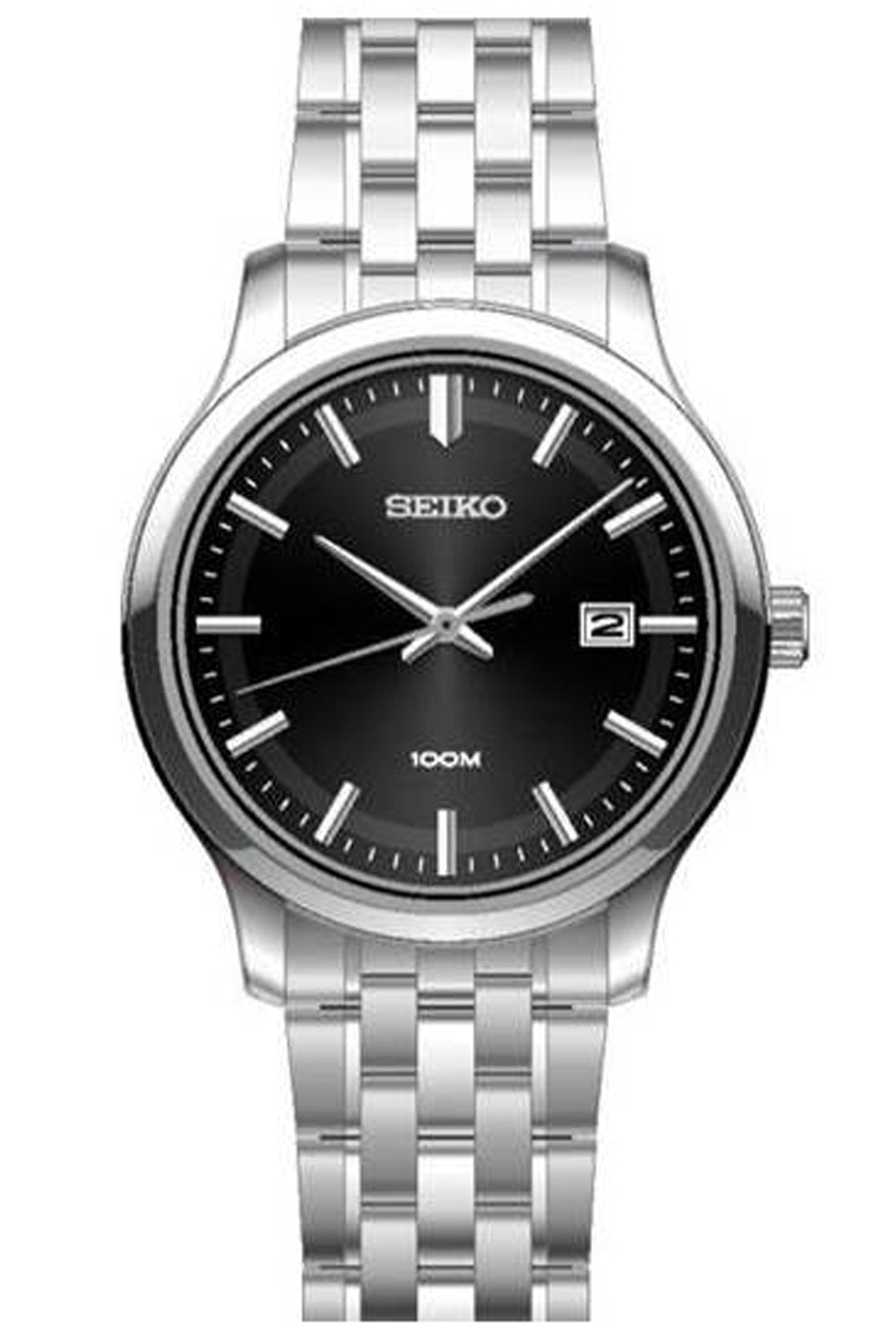 Seiko Mens Silver Stainless Steel Date Watch SUR145P1