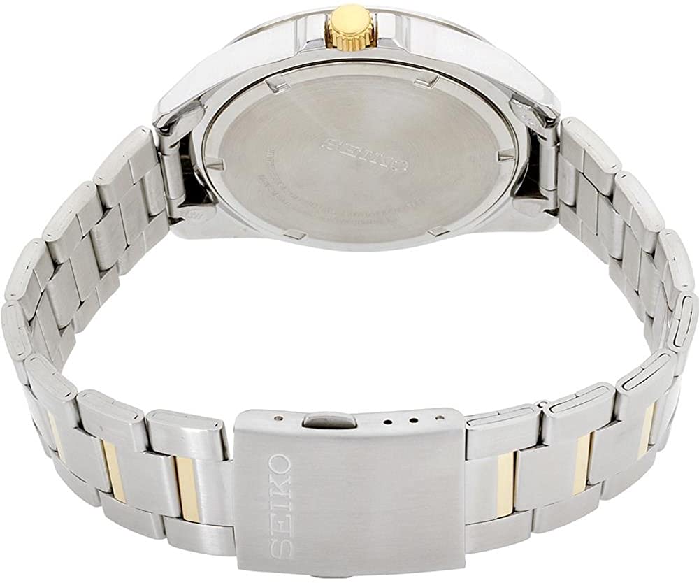 Mens Seiko Watch with White Dial and Silver and Gold Two Tone Strap SUR211P1