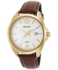 Seiko Mens Leather Strap Watch SUR216P1