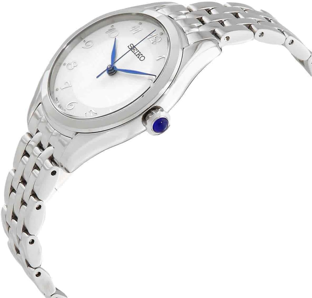 Gwylio Merched Seiko gydag Wyneb Arian a Strap Arian SUR379P1