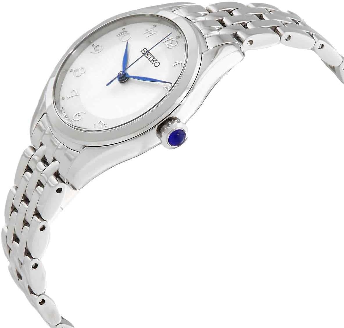 Gwylio Merched Seiko gydag Wyneb Arian a Strap Arian SUR379P1