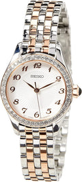 Seiko Ladies Watch with Silver Dial and Two Tone Strap SUR386P1